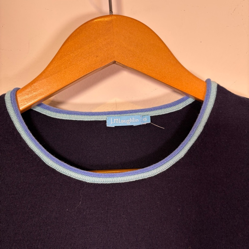 J. McLaughlin Cotton Blue Trim Sweater - Picture 2 of 5